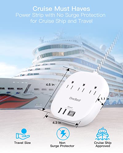 Ultra Flat Power Strip with 3 Outlets & USB Ports