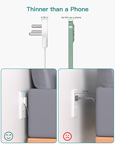 Ultra Thin Flat Plug Power Strip with 12 Outlets