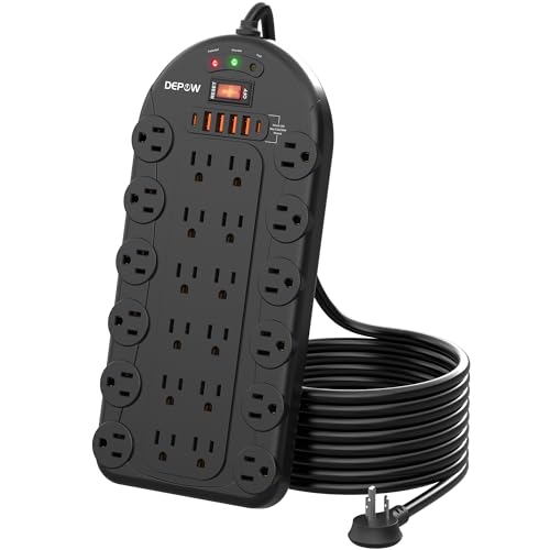 DEPOW 24 AC Outlet Power Strip with USB Ports