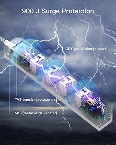 10ft Power Strip Surge Protector with 8 Outlets