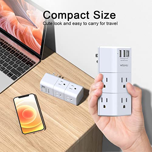 USB Surge Protector with Rotating Plug and USB Ports
