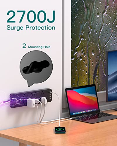 Addtam Surge Protector Power Strip with USB Ports
