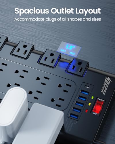 SUPERDANNY 22-Outlet Surge Protector with USB Ports