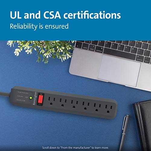 Kensington 6 Outlet 15ft Surge Protector Power Strip