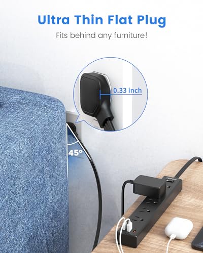 HOPOW Ultra Thin 6ft Power Strip with USB Ports