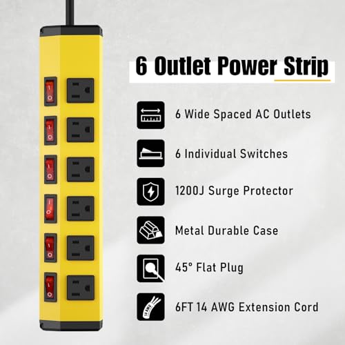 ANNQUAN 6-Outlet Power Strip with Individual Switches
