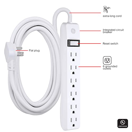 GE 6-Outlet Power Strip with 8 Ft Cord