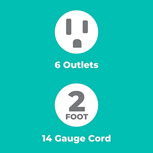 KMC 6-Outlet Power Strip Duo - 2ft Black