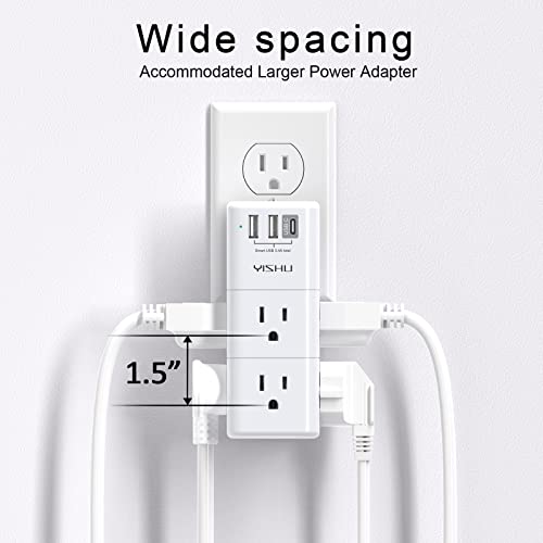 USB Surge Protector with Rotating Plug and USB Ports