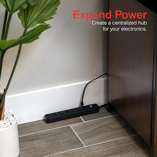 GE 6-Outlet Heavy-Duty Power Strip with 2 Ft Cord