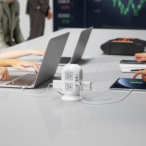 TESSAN 10ft Tower Surge Protector Power Strip