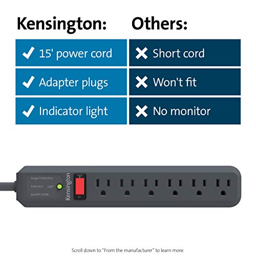 Kensington 6 Outlet 15ft Surge Protector Power Strip