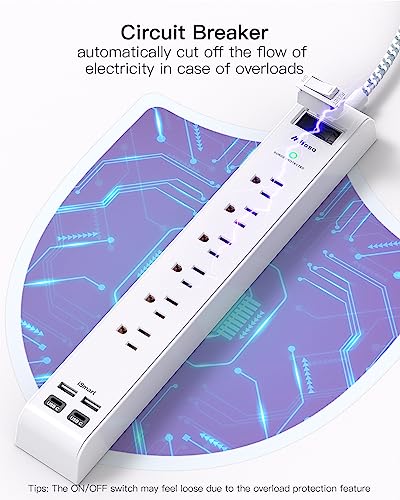 2-Pack Power Strip with USB Ports and Surge Protection