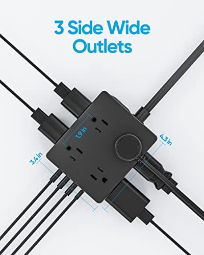 Ultra Thin Surge Protector Power Strip with USB Ports