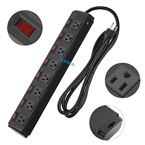8-Outlet Metal Power Strip with Individual Switches