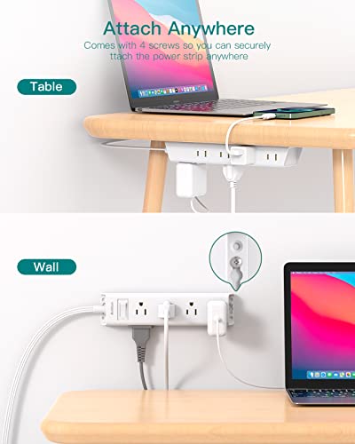 Ultra Thin Flat Plug Power Strip with 12 Outlets