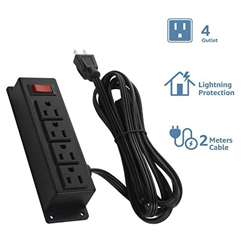 4-Outlet Wall Mount Power Strip with 6ft Cord