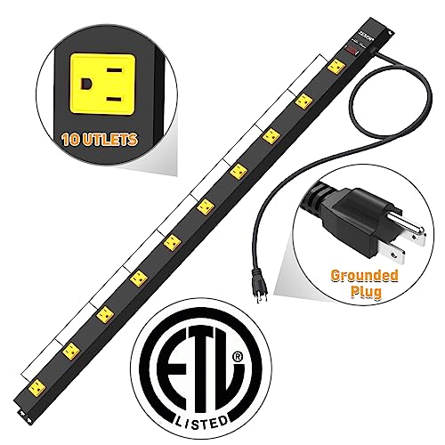 ZESEN 10-Outlet Surge Protector Power Strip, 4ft Cord