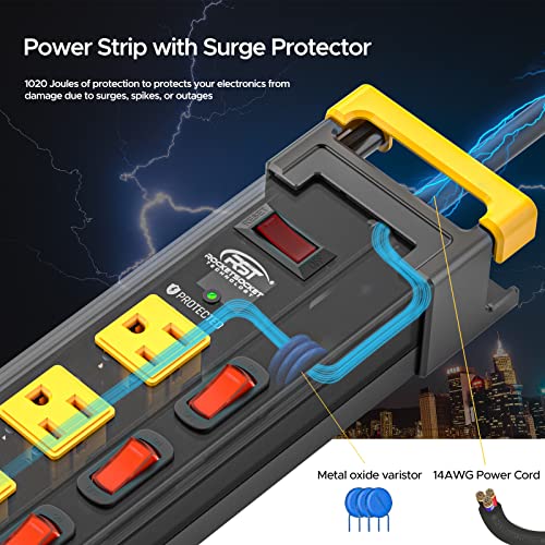 CRST 12-Outlet Surge Protector Power Strip, 9FT Cord