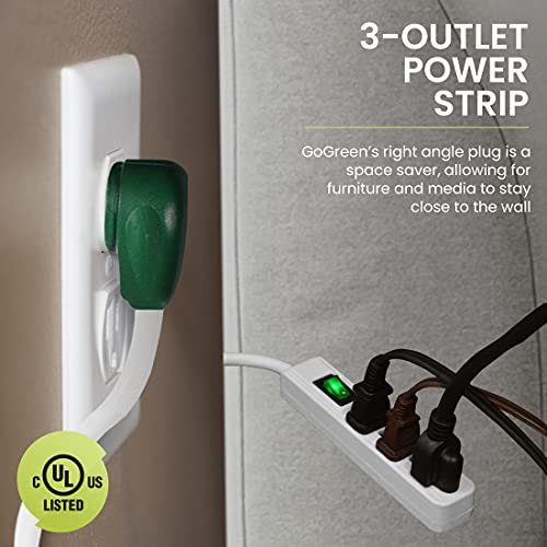 Compact 3-Outlet Power Strip with Right-Angled Plug
