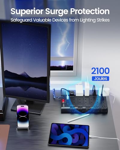 SUPERDANNY 22-Outlet Surge Protector with USB Ports