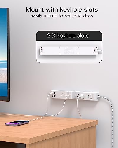 2-Pack Power Strip with USB Ports and Surge Protection
