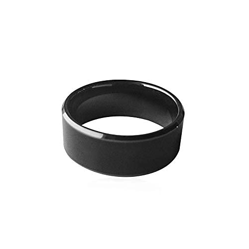 hecere Waterproof Ceramic NFC Ring, NFC Forum Type 2 215 496 Bytes Chip Universal for Mobile Phone, All-Round Sensing Technology Wearable Smart Ring, Wide Surface Fasion Ring(12#)