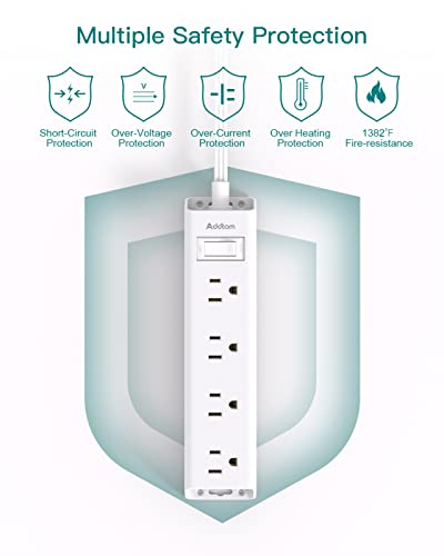 Ultra Thin Flat Plug Power Strip with 12 Outlets