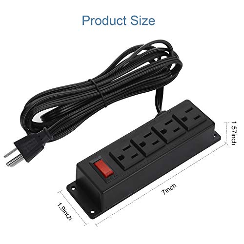 4-Outlet Wall Mount Power Strip with 6ft Cord