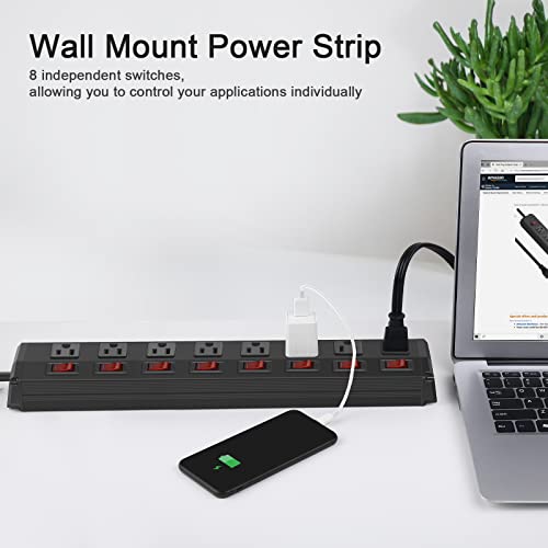 8-Outlet Metal Power Strip with Individual Switches
