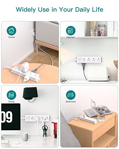 Ultra Thin Flat Plug Power Strip with 12 Outlets