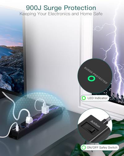 6-Outlet Surge Protector Power Strip with USB Ports