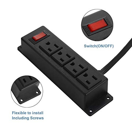 4-Outlet Wall Mount Power Strip with 6ft Cord