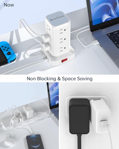 AnnTane 10FT Surge Protector Power Strip Tower