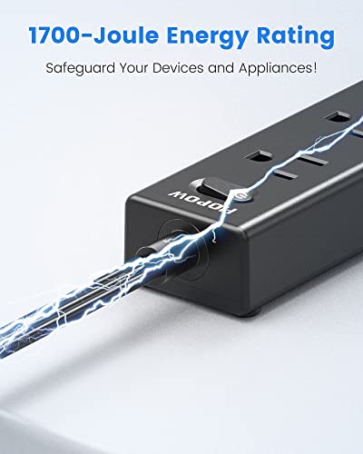 HOPOW Ultra Thin 6ft Power Strip with USB Ports
