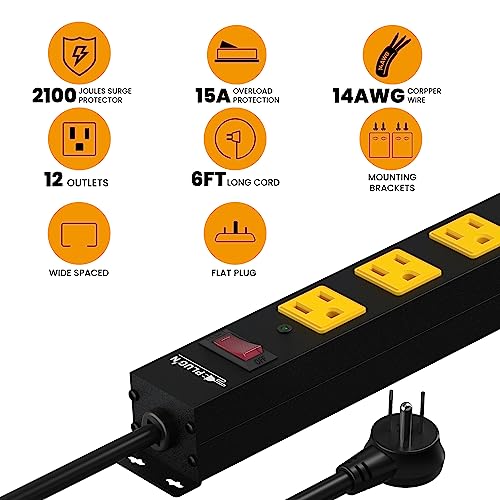 12-Outlet Surge Protector Power Strip with 6FT Cord