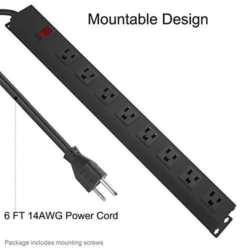 Heavy-Duty 8-Outlet Wall Mount Power Strip