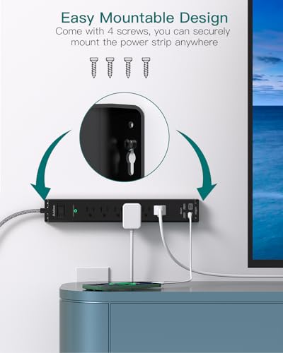 6-Outlet Surge Protector Power Strip with USB Ports