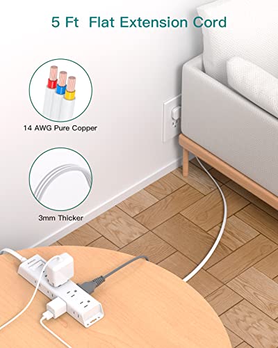 Ultra Thin Flat Plug Power Strip with 12 Outlets