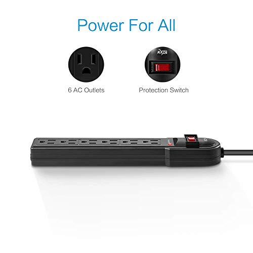 KMC 6-Outlet Surge Protector Power Strip Pack