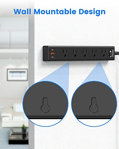 HOPOW Ultra Thin 6ft Power Strip with USB Ports