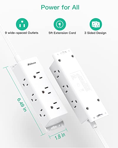 9-Outlet Surge Protector Power Strip with 5ft Cord