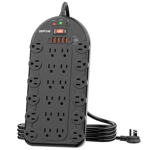 DEPOW 24 AC Outlet Power Strip with USB Ports