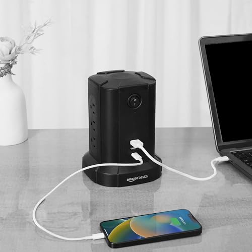 Amazon Basics Power Strip Tower with USB Ports