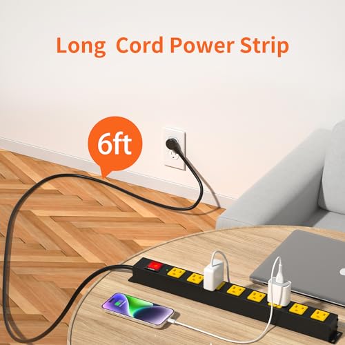 8-Outlet Surge Protector Power Strip with 6FT Cord