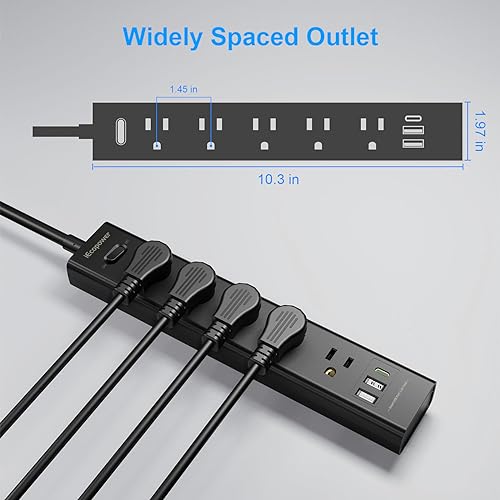 Surge Protector Power Strip with USB Ports - 2 Pack