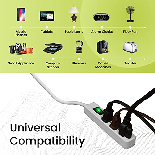 Compact 3-Outlet Power Strip with Right-Angled Plug