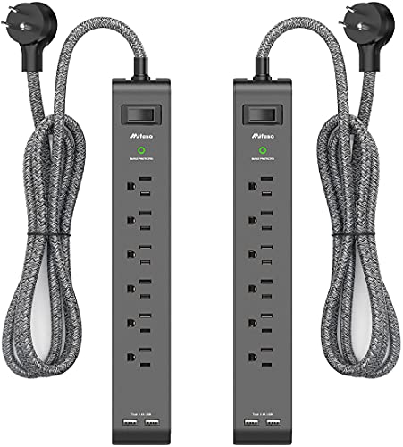 2-Pack Power Strip with USB Ports and Outlets