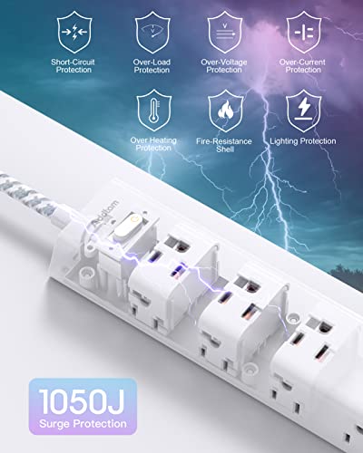10 FT Power Strip with 12 AC Outlets & USB