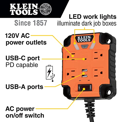 Klein Tools Magnetic Power Strip with USB Ports